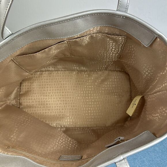 Kate Spade Small Harmony Metallic Tote Bag With Silver Hearts - Picture 6 of 13